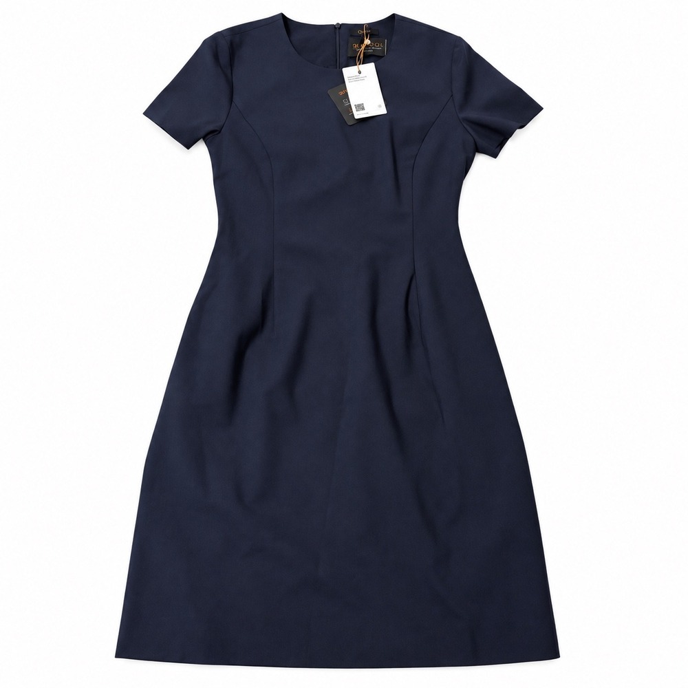 Quince NEW Womens 0 Italian Wool Short Sleeve Dress Navy Blue Old Money Career